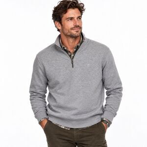 Peter Werth London 1/4 Zip 'Queens' Sweatshirt Gray Casual Jersey 100% Cotton S